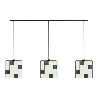 3 x Tiffany Mondriaan Kubus met Pendant aan plafondbalk